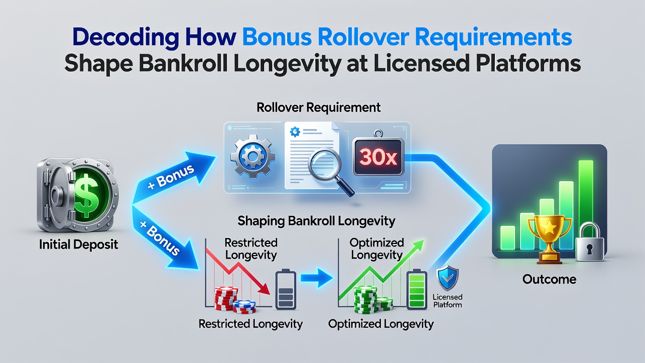Chart displaying average bankroll duration under different rollover multipliers at authorized platforms