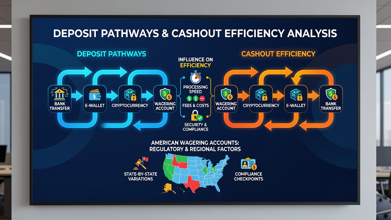 Flowchart comparing processing times for different US wagering deposit and withdrawal options
