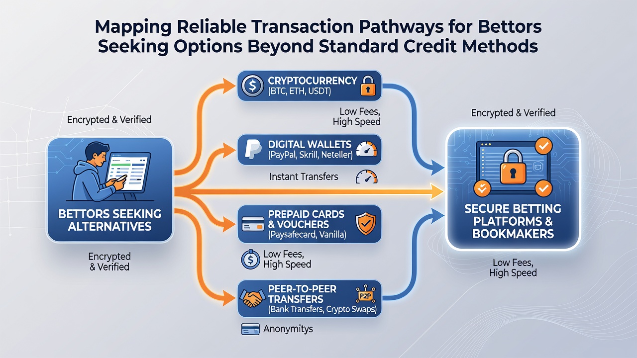 Illustration of secure transaction flow between bettor accounts, payment processors, and betting platforms