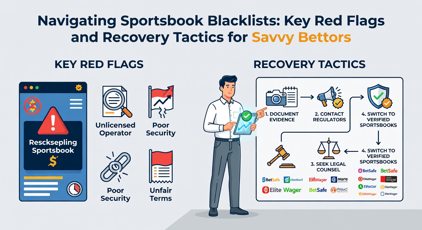 A bettor breaking free from chains labeled 'blacklist,' representing successful recovery strategies in sports wagering
