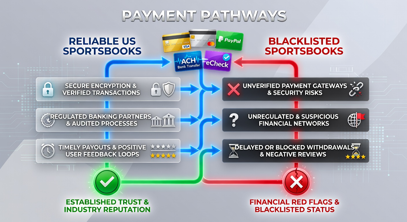 Comparison chart showing payout success rates between licensed and blacklisted sportsbooks