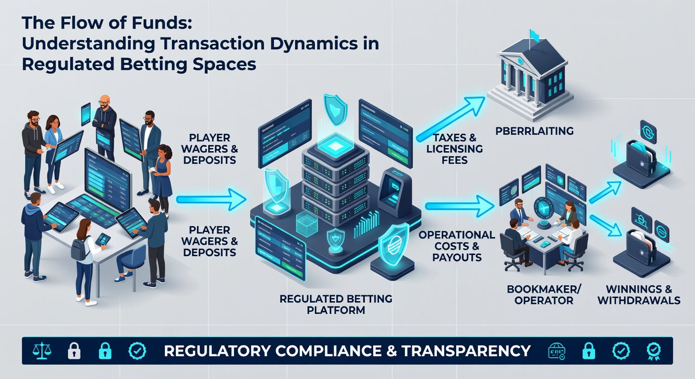 Flowchart illustrating deposit, betting, settlement, and withdrawal stages with regulatory checkpoints in licensed betting spaces