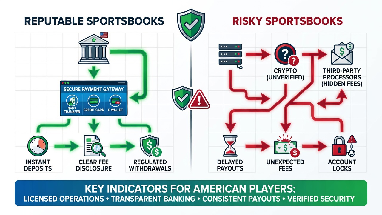 Comparison chart of withdrawal success rates between licensed and unregulated sportsbooks serving US markets